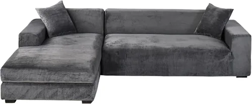 Vista 15 de Fundas de terciopelo para sofá modular, 2 fundas elásticas para sofá en forma de L, antideslizantes, suaves protectores de muebles para sofá Beige