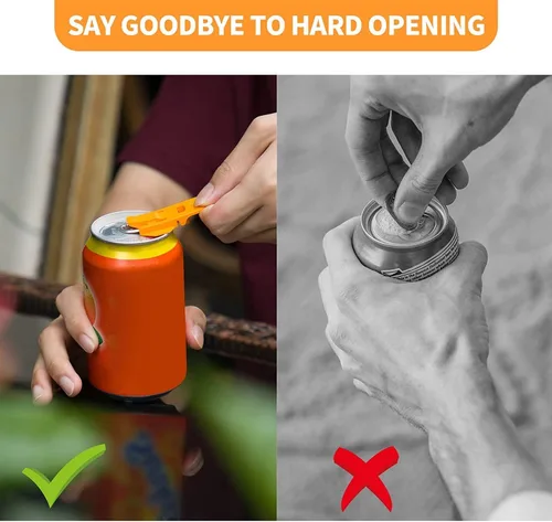 Vista 4 de Juego surtido de cubiertas para latas de soda y abridor de pestañas (paquete de 6) - Cubiertas de plástico para latas para abrir y mantener