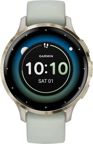 Vista 5 de Garmin Venu 3S Advanced Fitness and Health Tracker Smartwatch - Reloj inteligente de acero inoxidable dorado suave con caja marfil y banda