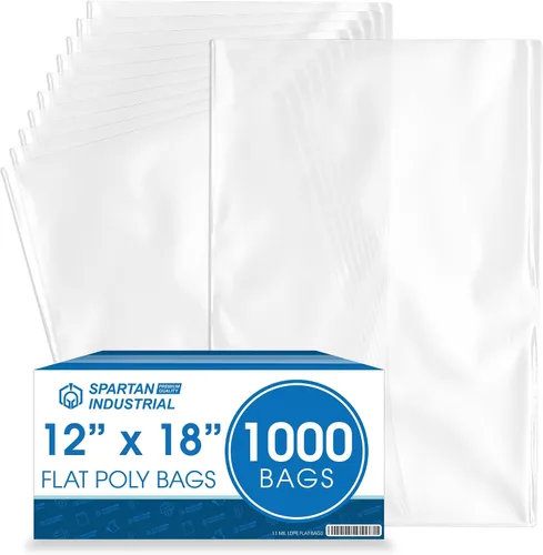 Vista 12 de Spartan Industrial - 10 x 15 pulgadas (1000 unidades) Bolsas de polietileno de plástico transparente de extremo abierto y plano de 1.1 milésimas