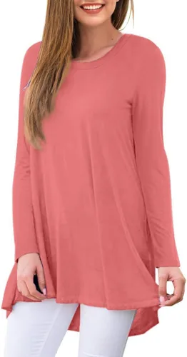 Vista 33 de AWULIFFAN Blusa tipo túnica holgada de manga larga con cuello redondo para mujer