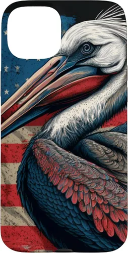 Vista 9 de Funda para iPhone 16 Pelican Bird Patriotic Vintage American Flag Pelícano