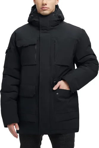 Vista 10 de Abrigos de invierno para hombre, chaquetas de invierno impermeables para hombre, chaqueta acolchada cálida con capucha cortavientos