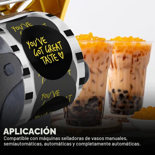Vista 6 de JIAWANSHUN Rollo de película selladora de tazas de té, película de sellado de plástico PP, rollo de 3000 piezas para taza de plástico de 90-105 mm