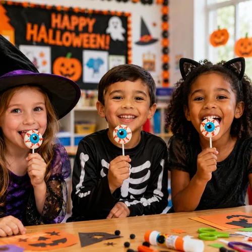 Vista 6 de Fruidles Piruletas de Halloween con forma de globo ocular, rellenos de bolsas de fiesta de truco o trato (paquete de 12)