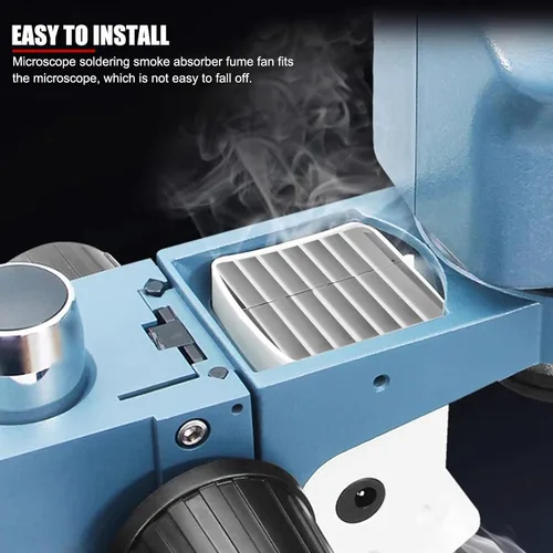 Vista 6 de Mini ventilador de escritorio silencioso USB de 12 V CC, con interruptor de encendido/apagado, ventilador absorbente de humo compacto