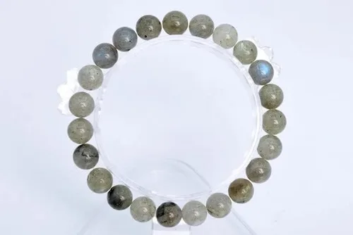Vista 2 de Hand Crafted 8MM Light gray Labradorite Beads Bracelet Grade A Genuine Natural Round Gemstone 7" BULK LOT YO-BRACE-1797