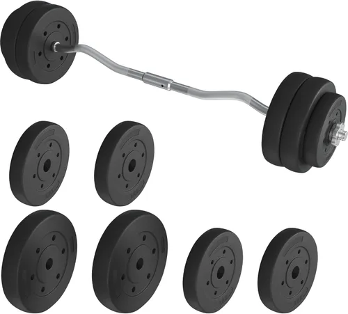 Vista 7 de Topeakmart Juego de pesas olímpicas de rizo para ejercicios de levantamiento de pesas con placa olímpica ajustable, juegos de pesas para el hogar