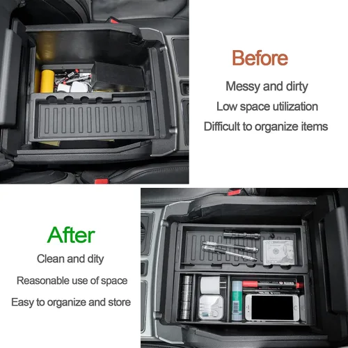 Vista 2 de JDMCAR Compatible con Accesorios Ford F150 (2015-2020) /F250 F350 F450 (2017-2022) / Expedition 2018-2022 Organizador de Consola Central, Caja