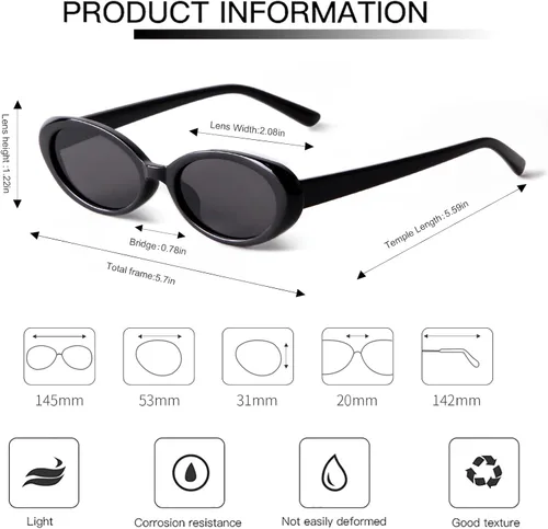 Vista 5 de SDINM Tiny Small Retro Oval Sunglasses for Women Vintage 90s Sun Glasses Shades