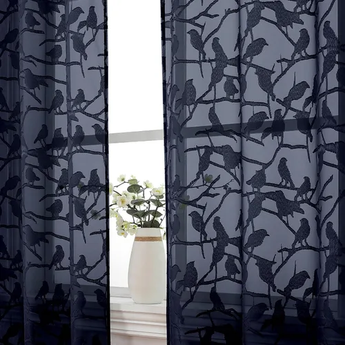 Vista 28 de OVZME Anji Clip Voile Sheer Tiers RD 2X30X36 Negro