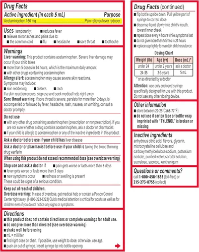Vista 9 de Medicina líquida en suspensión oral Tylenol para bebés con acetaminofeno, reductor de fiebre y analgésico para dolores y dolores menores, dolor