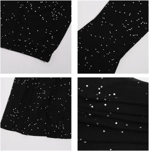 Vista 5 de Pantalones góticos acampanados para mujer, estilo gótico, grunge, negro, cintura alta, acampanados, estilo bohemio, hippie, trajes para festivales