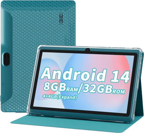 Vista 8 de Tablet Android 14 de 7 pulgadas, 8 GB RAM 32 GB ROM 1 TB expandible, procesador Quad Core, cámara dual, Bluetooth, WiFi 6, batería de 3000 mAh
