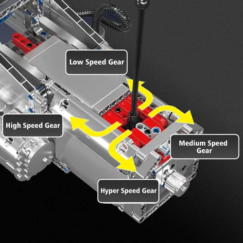 Vista 4 de Mould King 10214 Juego de construcción de modelo de motor de transmisión de 4 velocidades, proyecto de montaje mecánico de 2177 piezas con caja