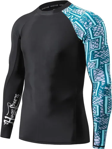 Vista 22 de HUGE SPORTS Camiseta de protección contra erupciones de manga larga para hombre UPF 50+ con protección UV, de secado rápido, con costuras