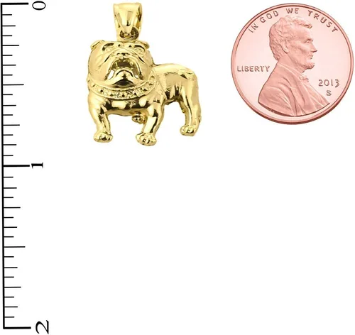 Vista 3 de Collar con colgante de bulldog de oro amarillo de 10 quilates con cadena
