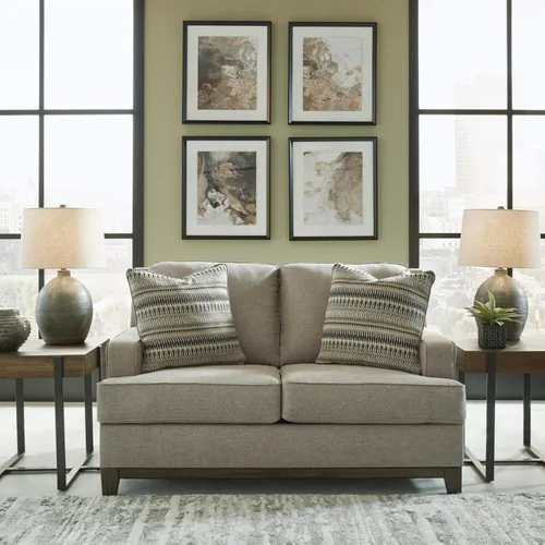 Vista 2 de Signature Design by Ashley Kaywood - Sofá biplaza moderno con almohadas decorativas, color gris