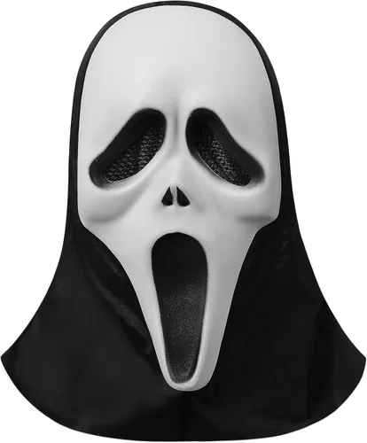 Vista 2 de MENGLEPIG Máscara de calavera, máscara de miedo de Halloween para adultos, aniversario, edición de película, cara, cosplay, fiesta, regalo