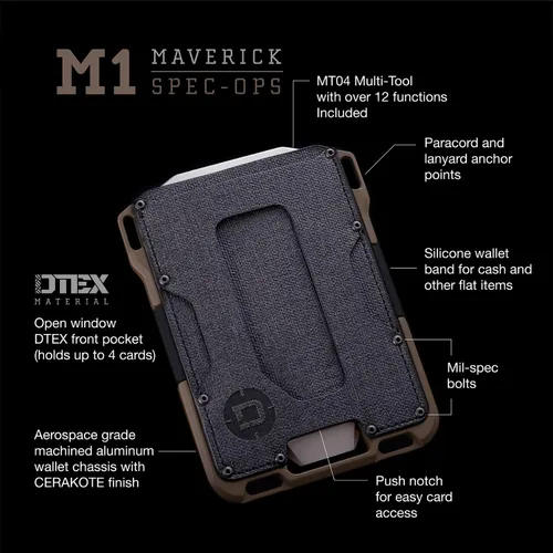 Vista 3 de Dango - Cartera M1 Maverick de aluminio mecanizado CNC, bloqueo RFID, fabricada en Estados Unidos