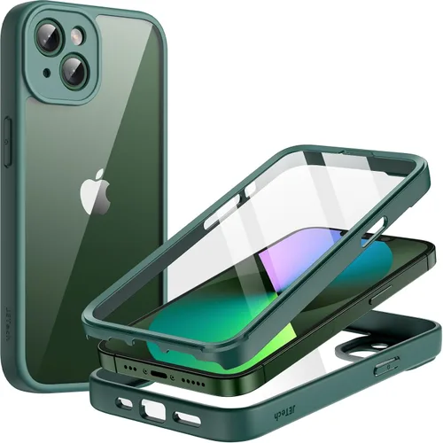 Vista 8 de JETech Funda para iPhone 13 de 6.1 pulgadas con protector de pantalla de vidrio templado integrado, protección resistente de cuerpo completo de 360
