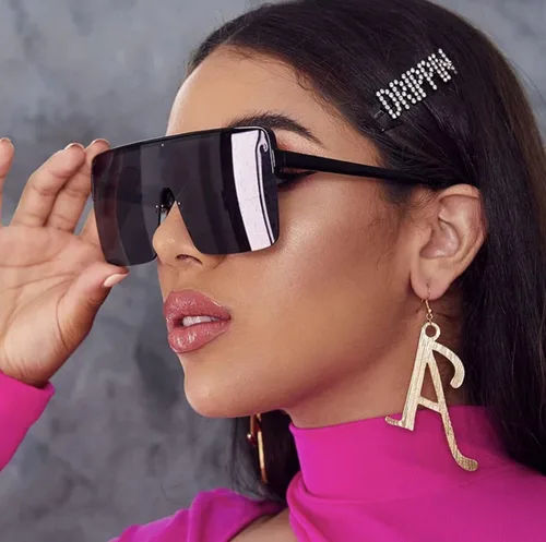 Vista 5 de W&Y YING Gafas de sol de gran tamaño con parte superior plana para hombres y mujeres, semirremolques, elegantes y de gran tamaño, gafas deportivas