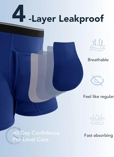 Vista 19 de Ropa interior lavable para incontinencia para hombre, calzoncillos bóxer de algodón, 3.4 fl oz de absorción, ropa interior a prueba de fugas
