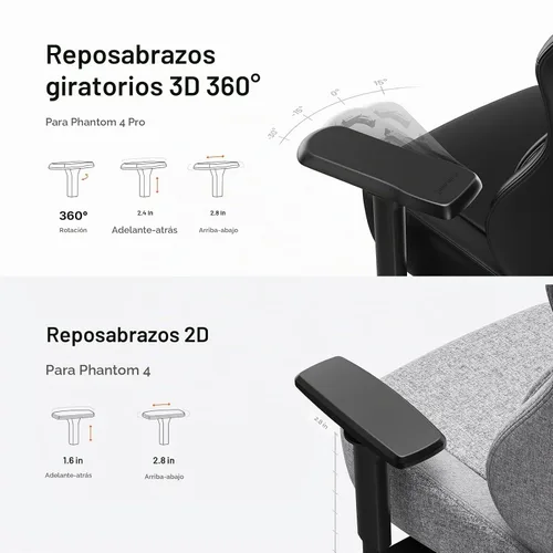 Vista 8 de Anda Seat Phantom 4 - Silla de oficina para juegos, de tela, regular Tela negra