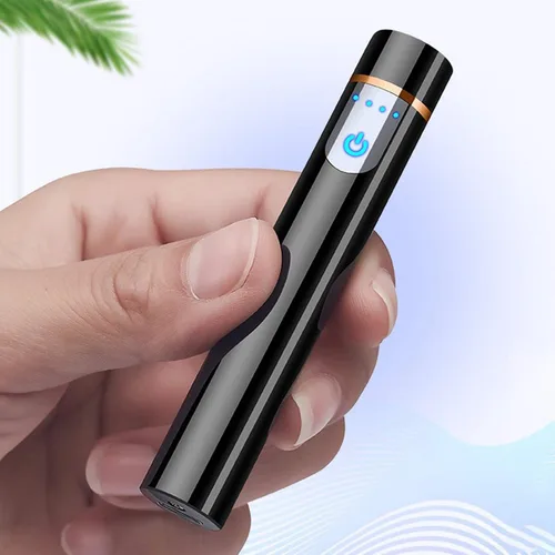 Vista 6 de Encendedor inteligente de huellas dactilares, recargable por USB, resistente al viento, sin llama, mini encendedor eléctrico cilíndrico