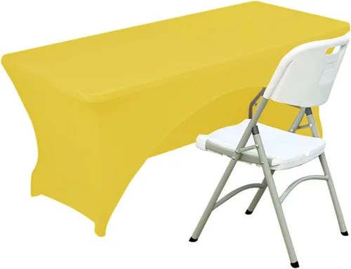 Vista 11 de Funda de mesa de poliéster ajustada de 4 pies con spandex, cubierta de mesa elástica, protector de mesa con parte trasera abierta - Negro