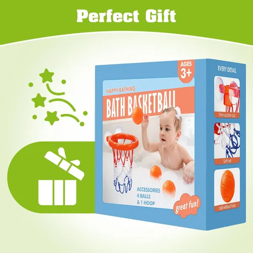 Vista 11 de KSABVAIA Juguetes de baño, aro de baloncesto para bañera para niños pequeños, juguetes de baño, juguetes de ducha para niños de 4 a 8 años, aro