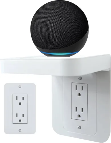 Vista 10 de Soporte de estante para enchufe, decoración de baño con gestión de cables integrada, una solución de ahorro de espacio para Homepod Mini, Google