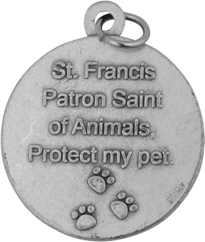 Vista 2 de Medalla tradicional católica de San Francisco (medalla de mascota de San Francisco, redonda), Metal