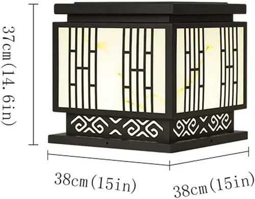 Vista 2 de Luces de poste para exteriores, lámpara de columna cuadrada de acero inoxidable con imitación de mármol, luz de valla impermeable para exteriores