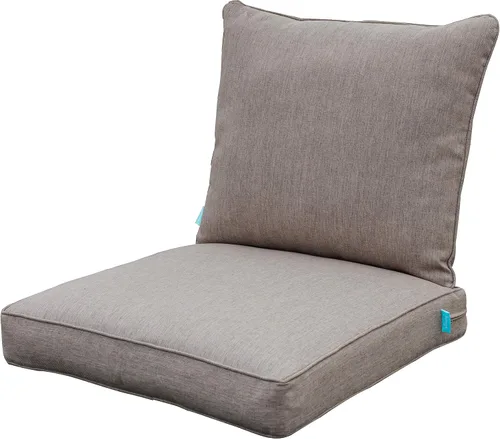 Vista 24 de QILLOWAY Juego de cojines de poliéster para sillas de exterior, cojines de exterior para muebles de patio, todo tipo de clima. Gris carbón/negro