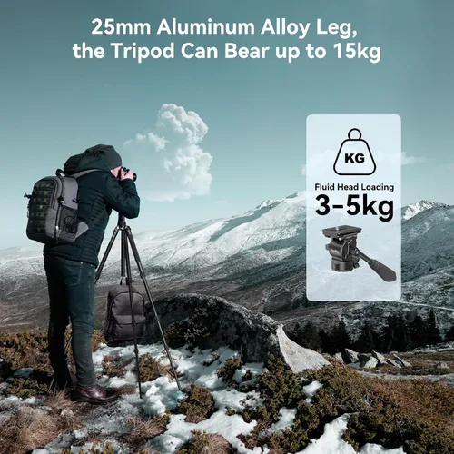 Vista 6 de SmallRig CT180 Trípode de Video, Trípode de Cámara de 72" Monopie con Cabezal Fluido, Trípode de Cámara de Aluminio, Cabezal Fluido Panorámico