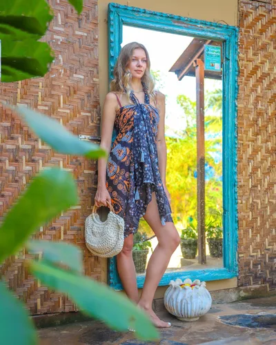 Vista 3 de Boho Chic Pareo - Pareo Mandala - Cubre Traje de Baño Bikini - Vestido de Playa - Envoltura