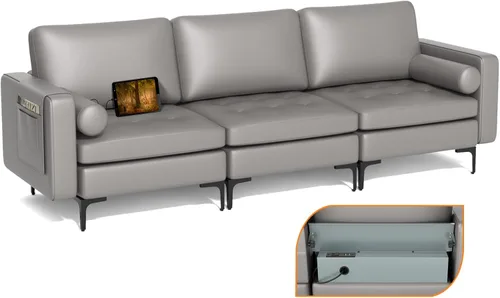 Vista 20 de Giantex Sofá individual, silla decorativa, sillón con cojín cómodo, bolsillos para revistas, sala de estar, silla de ocio tapizada para dormitorio