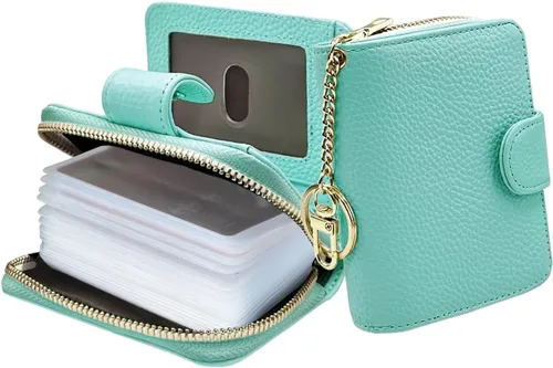 Vista 9 de Beurlike Cartera de tarjeta de crédito RFID para mujer, estuche organizador de cuero para mujer, pequeño titular de la tarjeta de seguridad