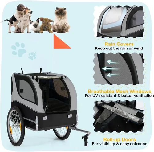 Vista 3 de Remolque de bicicleta para perros – HAPPAWS - Remolque para perros para bicicleta, remolques de ciclo de carga, carrito de transporte para mascotas