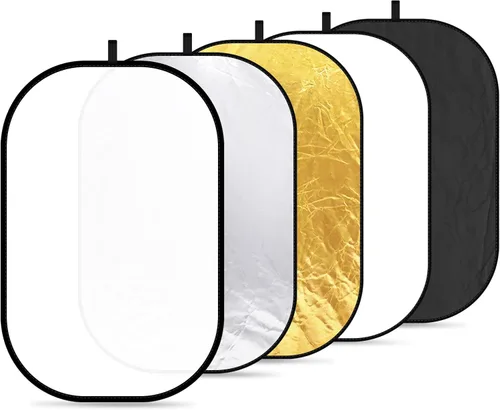 Vista 10 de NEEWER Reflectores de luz de 80x120cm para fotografía de 31"x47", portátiles 5 en 1 plegables con bolsa - Difusor translúcido, plateado, dorado