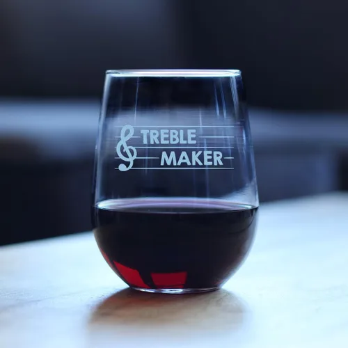 Vista 3 de Custom Treble Maker – Personalized Stemless Wine Glass - Funny Music Teacher Gifts for Women and Men - Fun Unique Musical Decor - Large - Customized