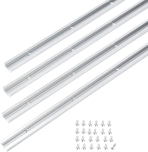 Vista 9 de T Track Kit de intersección de 3 pulgadas con tornillos para madera, perfil de doble corte con orificios de montaje preperforados, carpintería