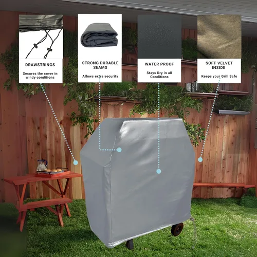 Vista 4 de Formosa Covers Funda para parrilla de 48 pulgadas, funda de vinilo gris impermeable para barbacoa, compatible con Weber Spirit II E-210, Napoleon