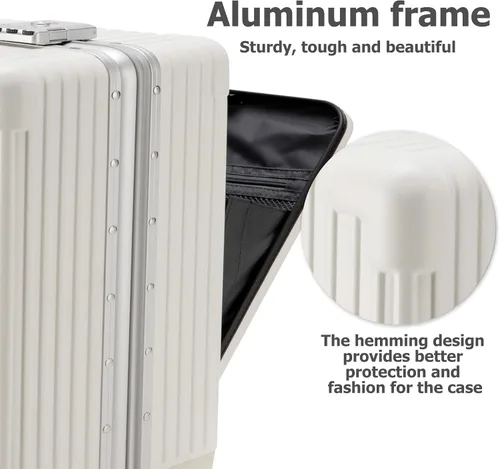 Vista 2 de feilario Equipaje con ruedas giratorias expandibles, maleta de mano con cerradura TSA incorporada, con portavasos y soporte para teléfono en tamaños