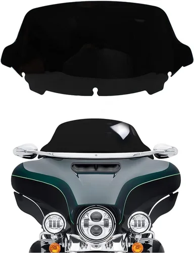 Vista 16 de Parabrisas ondulado negro de 4.5 pulgadas compatible con Harley Davidson Touring Street Glide/Electra Glide/Ultra Limited/Tri Glide FLHT FLHX FLHXS