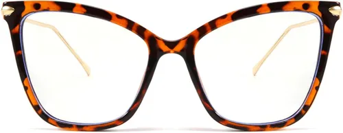 Vista 3 de FEISEDY Marco de gafas de ojo de gato de gran tamaño con lentes transparentes para mujer, B2460