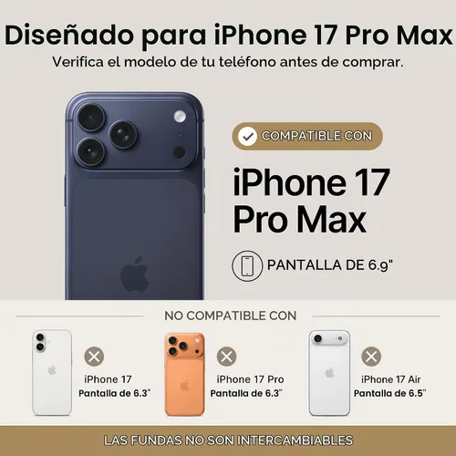Vista 8 de Bandolier Remi - Funda de piel cruzada para iPhone 17 Pro Max, color negro