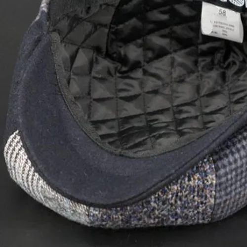 Vista 6 de Hombres Mezcla De Lana Newsboy Gorra 8 Panel Tweed Flat Cap Cabbie Hat Snap Brim Azul 1