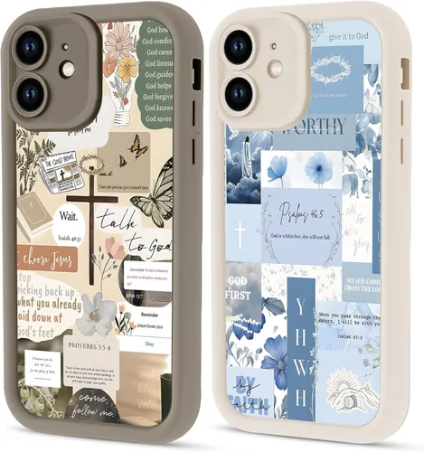 Vista 77 de Paquete de 2 fundas protectoras para iPhone 8 Plus/7 Plus de 5.5 pulgadas con collage de versículos bíblicos de Jesús para mujeres y niñas, diseño